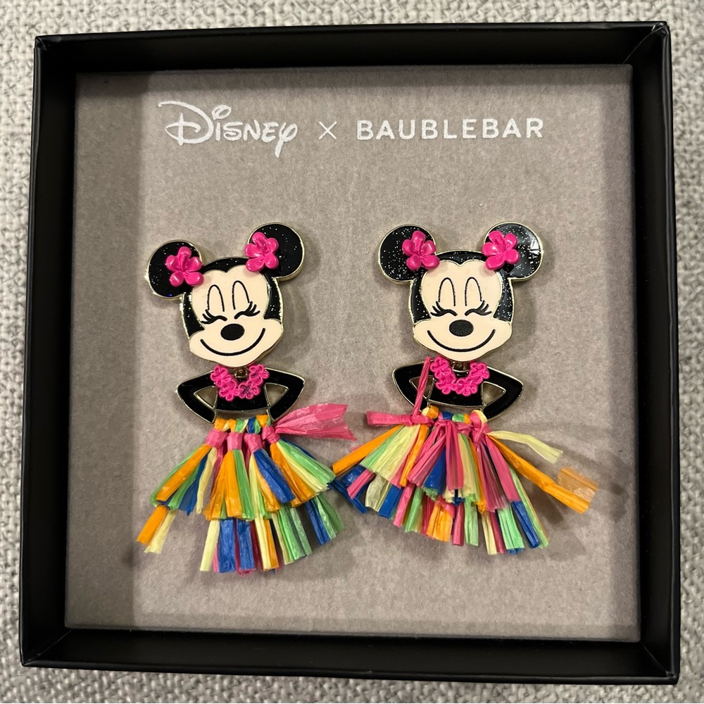 Brand New Disney x Baublebar Minnie Mouse Hula Girl Earrings